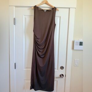 Steve Madden Brown Sleeveless Ruched Maxi Dress